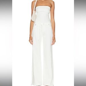 SER.O.YA All-White Strapless Jumpsuit